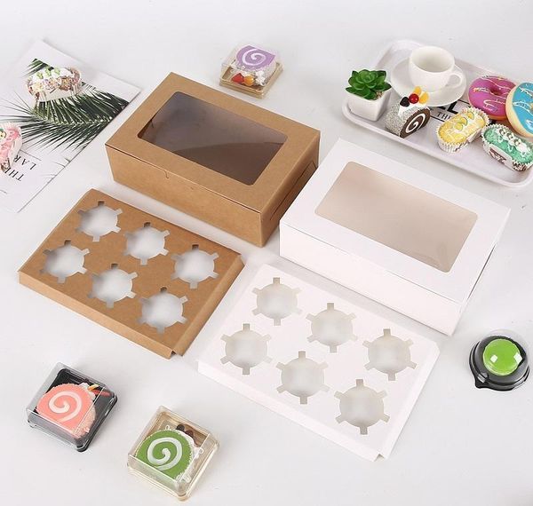 

transparent windowed cupcake boxes white brown paper muffin box baking packing box party sqctuq bdenet