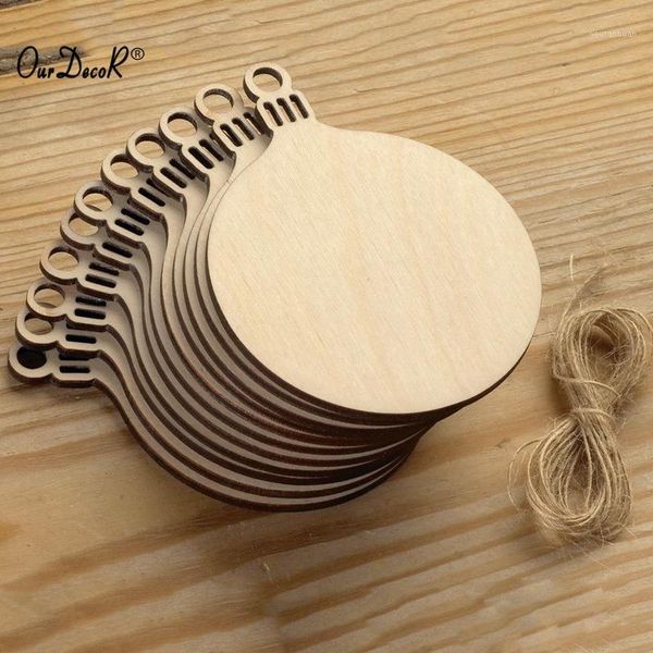 

christmas decorations 10pcs wooden round baubles tags bells tree hanging art craft ornaments diy xmas decors1