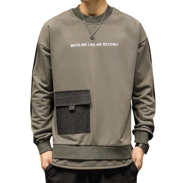 

2020 new autumn and winter long sleeve round neck sweater trend t-shirt comfortable base coat men's top, White;black