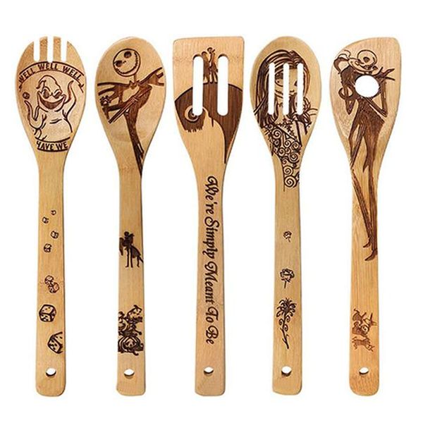

5pcs non stick shovel wooden set christmas halloween cooking utensils set cooking tools gift wooden shovel kitchen accessories wmtqwr