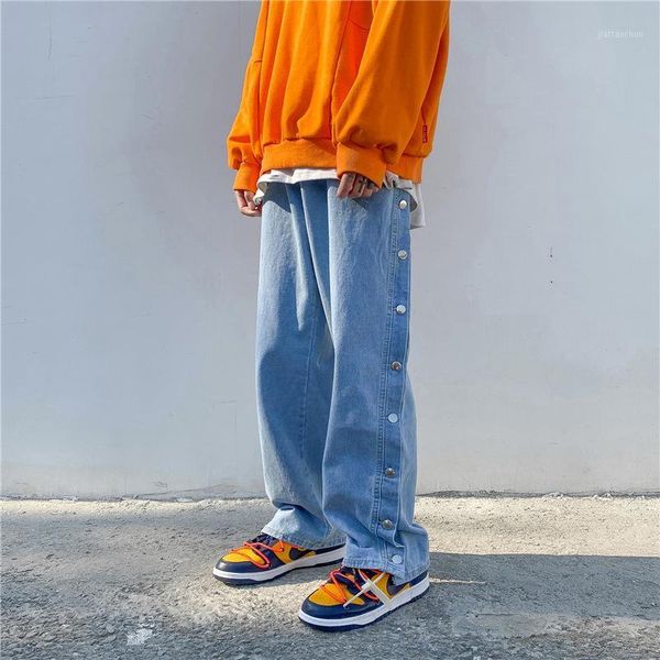 

firmranch spring/fall men/women american high street jeans ins casual loose wide-leg denim pants hip hop floor-leng dad trousers1, Blue