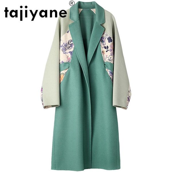 

women's wool & blends tajiyane winter coat women 100% jacket clothing especially female double-faced cashmere coats abrigo mujer tn1497, Black