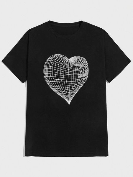 

romwe guys heart print tee 95fl#, White;black