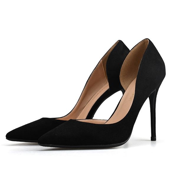 

size big 34-46 woman child bombs suede leather wedding concise high women's office shoes h0022 24gl, Black