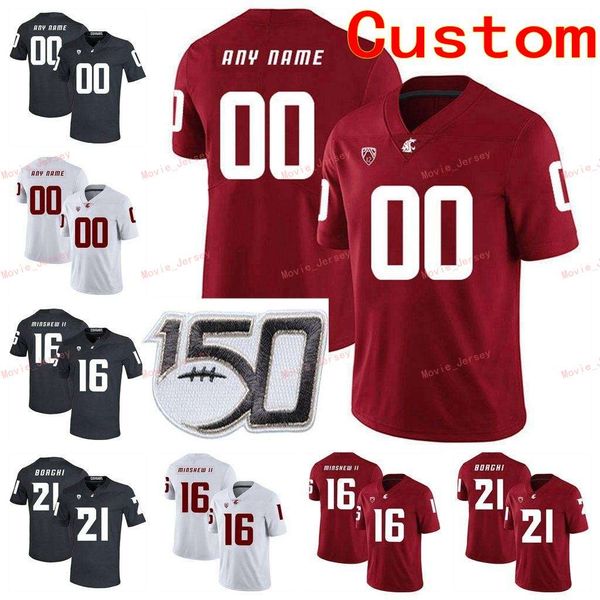 

stitched custom 16 gardner minshew ii 18 anthony gordon 19 brandon arconado 21 max borghi washington state cougars men women youth jersey, Black