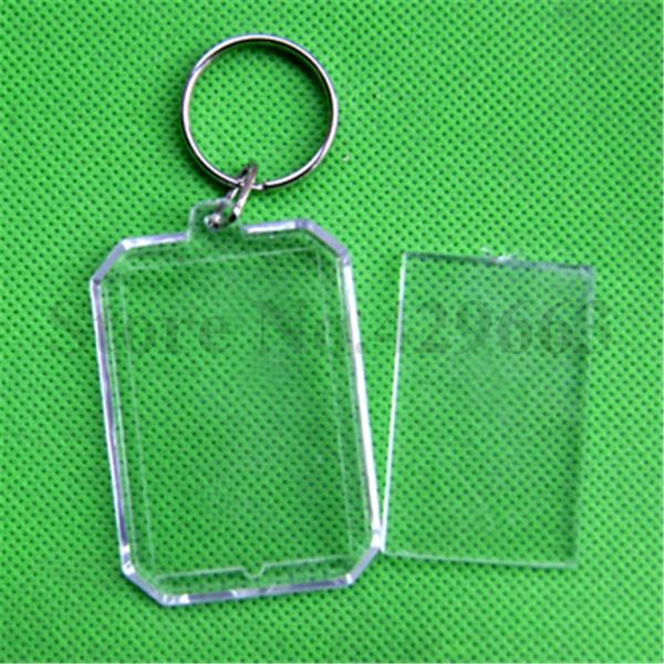 

plastic 50pcs/lot blank acrylic keychains insert keyrings p square key rectangle heart circular accessories sh190924, Silver