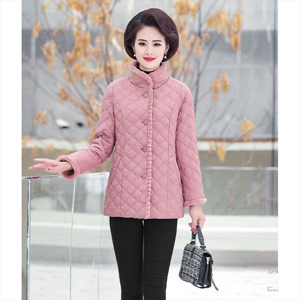 

high end down cotton coat jacket middle aged womens coats autumn winter plus velvet thick warm elegant outwear mother dress, Black