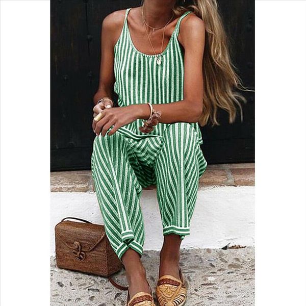 

2019 new womens jumpsuit strap striped ladies summer clubwear holiday beach wide leg holiday playsuit sunsuit, Black;white