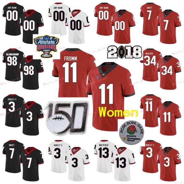 

stitched custom 13 elijah holyfield 13 stetson bennett 2 richard lecounte iii georgia bulldogs college women jersey, Black