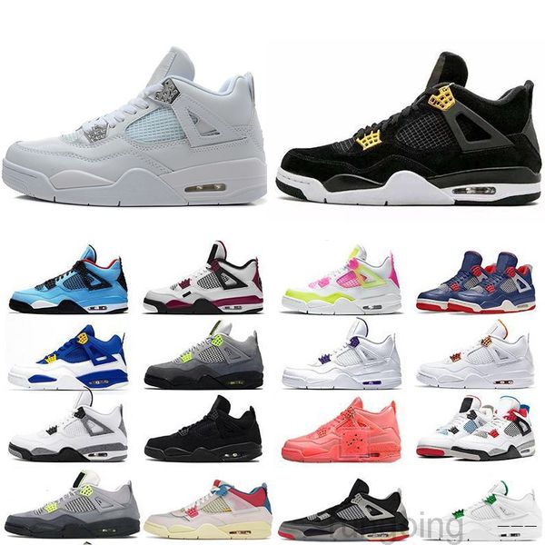 

jumpman 4 basketballs shoes 4s fire red union sail neon metallic purple mens trainers sneakers sports size 40-47 d-zw, Black