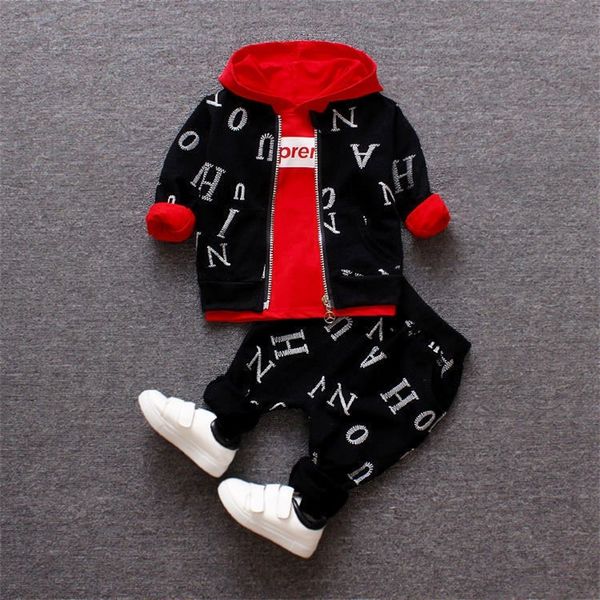 

baby boys clothing sets spring autumn newborn fashion cotton coats++pants 3pcs tracksuits for bebe boys toddler casual sets y200323, White