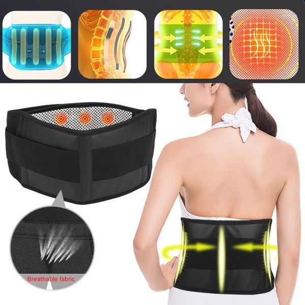 

waist support body care back warmer protection belt brace self-heating winter stress sports safety office worker1, Black;gray