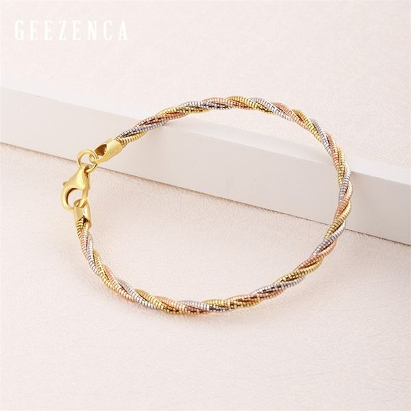 

925 sterling silver three color silver thread woven bracelets fine jewelry women italian fashion versatile romantic bracelets 201211, Black