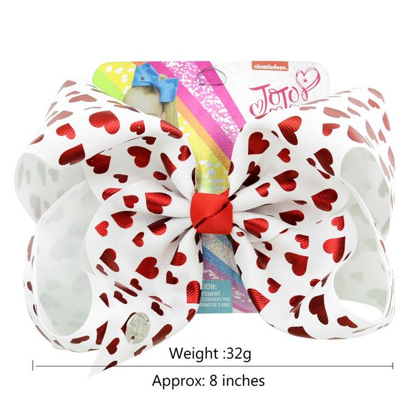

siwa 20cm large rainbow heart signature jojo bow with card and sequin baby girl children accessories fashion hair clip