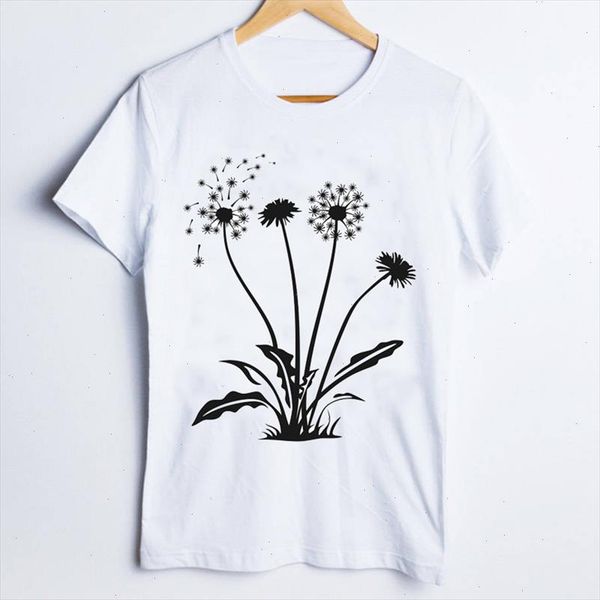 

women tees print graphic fashion dandelion plant style kawaii 90s ladies clothes lady clothing female t shirt t shirt, White