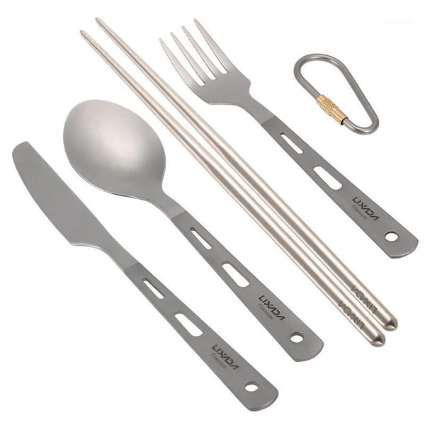 

4pcs titanium tableware camping fork spoon ultra light outdoor cutlery set for picnic travel backpacking hiking kitchen1