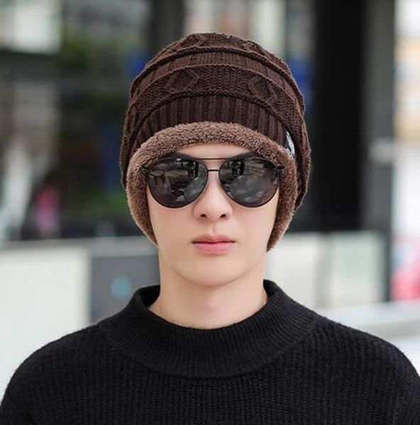 

мода вязаные зимние шляпы для мужчин толстые и теплые женщины зимняя шляпа черная осень шапка шляпа мужская шерсть лыжные шапки шапочки капо, Black;white