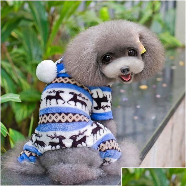 

fashion pet puppy warm clothes winter pet dog coral fleece clothes small dog coat hoody reindeer snowflake jac bbylpn packing2010