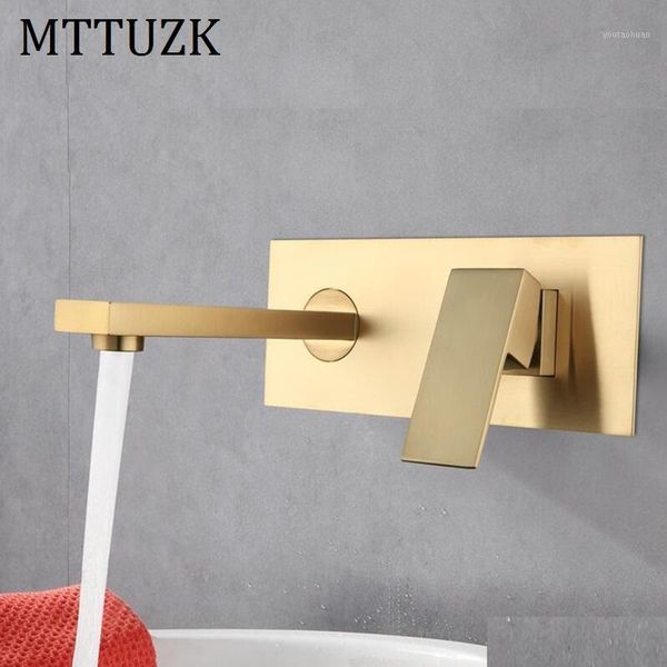

bathroom sink faucets mttuzk wall-mounted concealed with pre-embedded box basin faucet brass and cold water brushed gold washbasin mixer tap