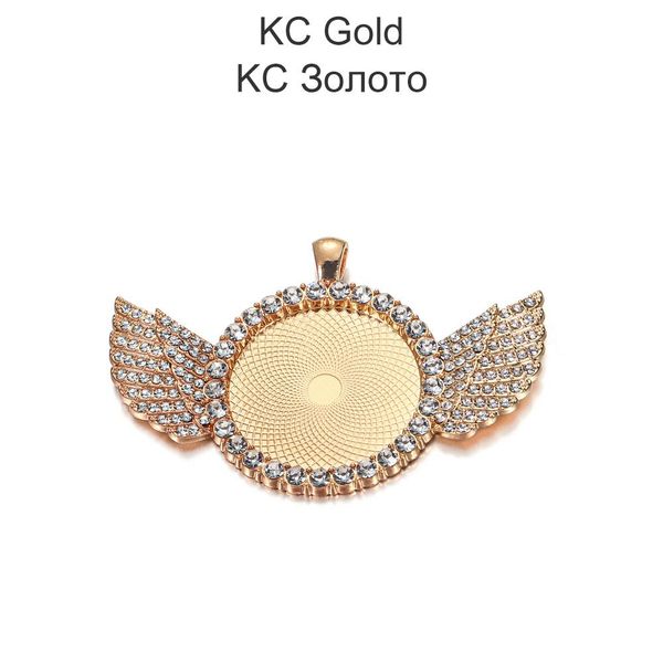 

2pcs/lot 30mm diamond-bordered round cabochon wings pendant crystal base for jewelry making diy tray bezel supplies accessories wmtuiy
