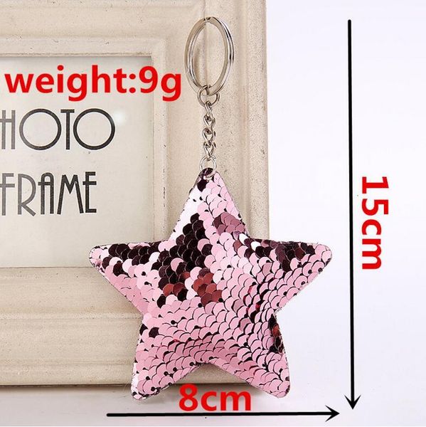 

keychain holders mermaid key ring scale bag hangs fashion sequin star keychains car keyring 4 colors 30 pcs, Silver