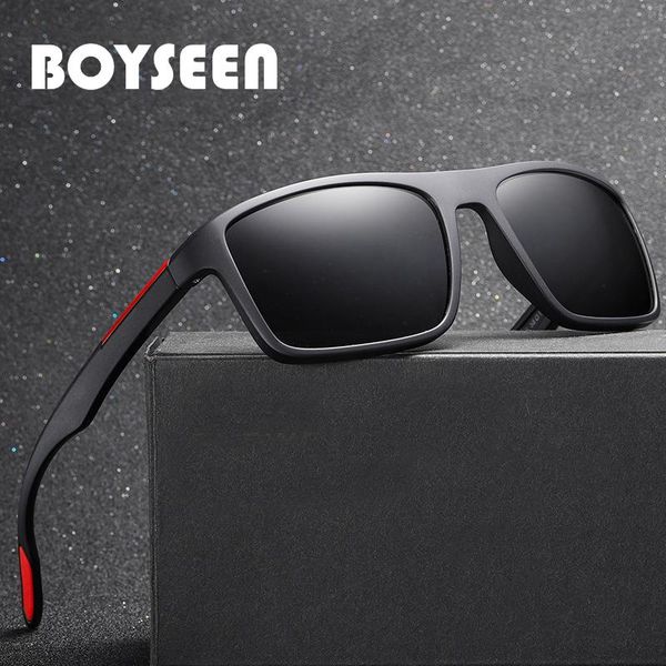 

sunglasses boyseen tr90 rectangle polarized men driving uv400 outdoor sports glasses full frame p0101, White;black