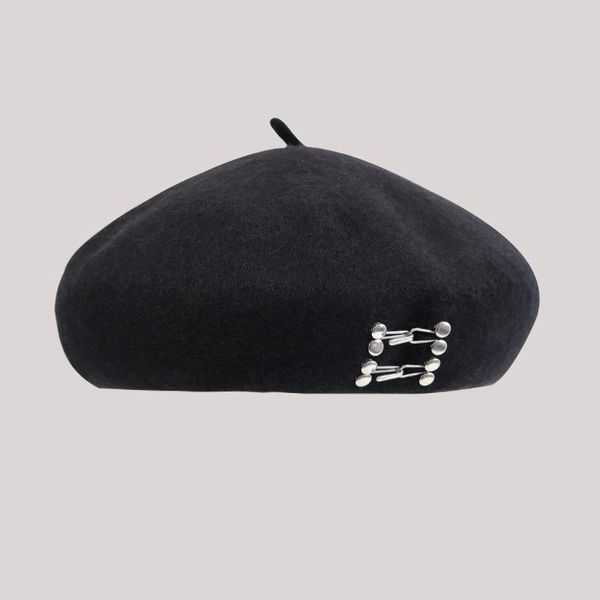 

berets beret women winter hat wool black warm retro iron thermal snow outdoor accessory for female, Blue;gray