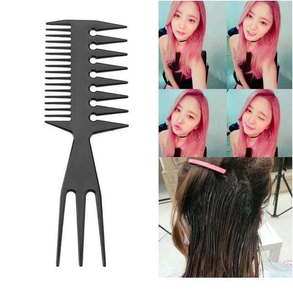 

1pc pro black double-sided teeth comb fish bone shaped hair comb for salon dying hairdressi jlltmt, Silver