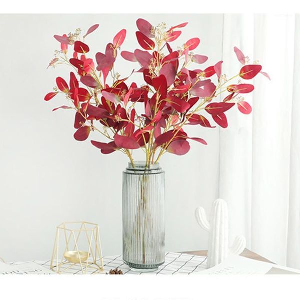 

decorative flowers & wreaths 1pc silk eucalyptus leaf artificial arrangement room party decoration spring plant wall material h
