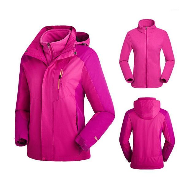 

outdoor jackets&hoodies chamsgend women's mountaineering jacket two-piece winter plus velvet thicken removable drop1, Blue;black