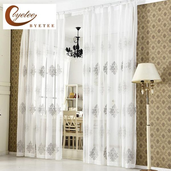 

curtain & drapes [byetee] white modern bedroom living room tulle sheer organza voile curtains for window gauze embroidered fabric