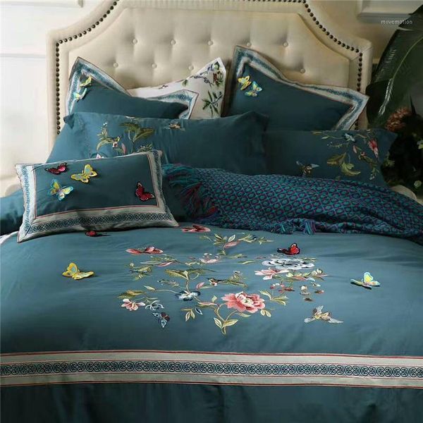

4/6/7pcs luxury egypt cotton sanding stereo butterfly bedding set warm duvet cover set bed sheet pillowcases  king size1