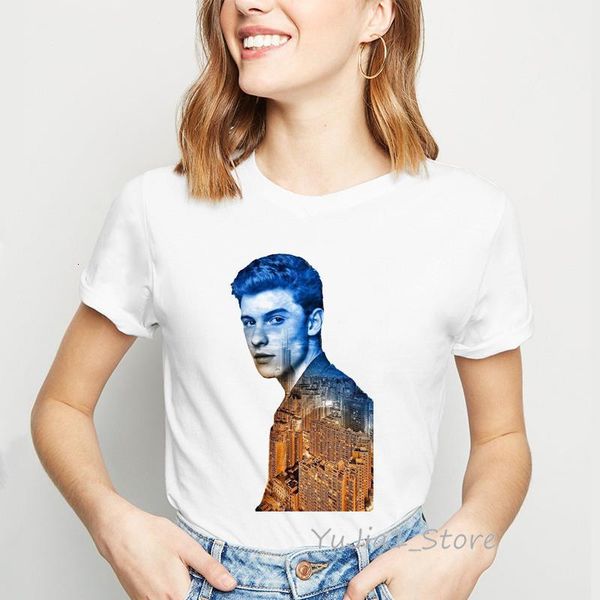 

watercolor shawn mendes t shirt women funny vogue tshirt camiseta mujer harajuku shirt summer tee shirt femme t-shirt, White