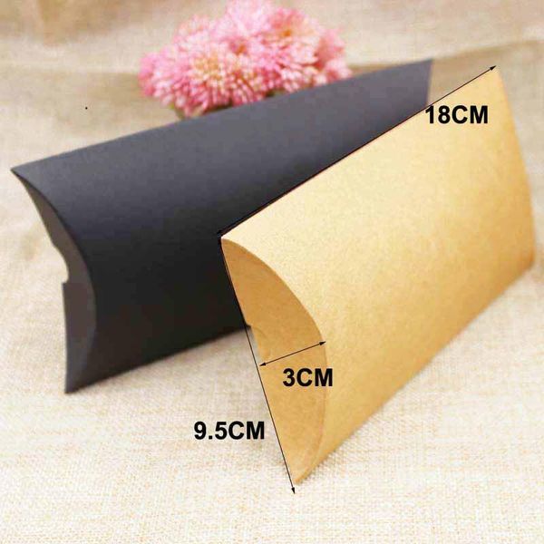 

feiluancustom pillow gift box kraft black white cardboard paper candy packing box mutli size 5pc per lot custom logo cost extra wmtswz