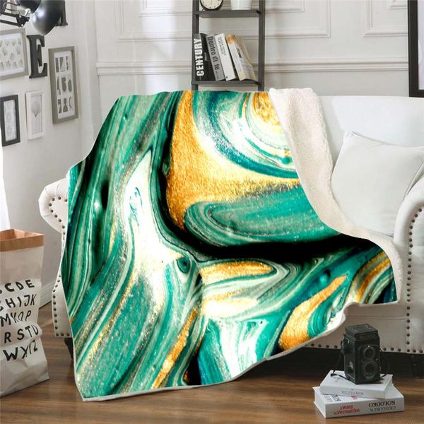 

colored quicksand 3d printed plush fleece blanket home office washable casual kids horror sherpa blanket 03