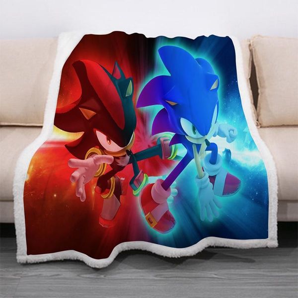 

scarves 3d print rectangle sherpa blanket wearable throw fj165, Blue;gray