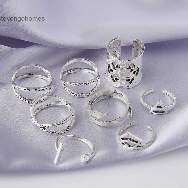 

ring geometric arrow hollow personality set exaggeration, Silver