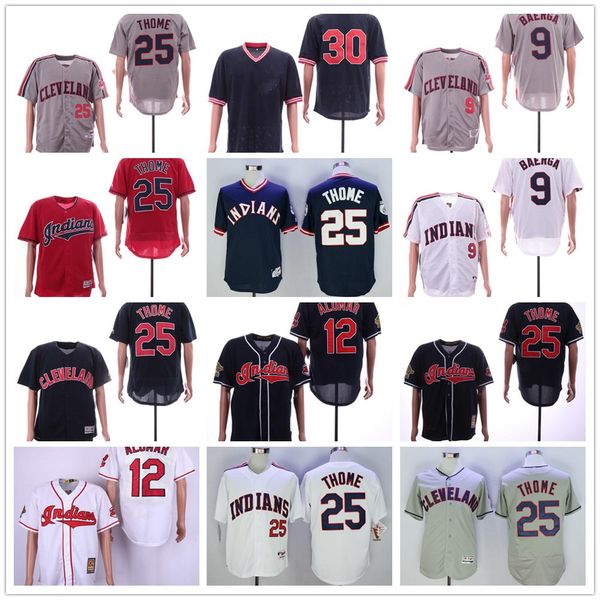 

cleveland baseball jersey 9 carlos baerga jersey bp vintage 12 roberto alomar 25 jim thome 30 joe carter 2016 cool base 03, Blue;black