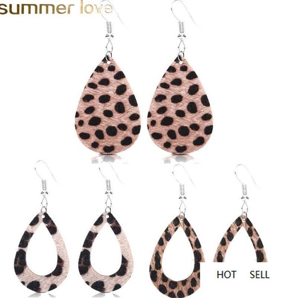 

fashion leather waterdrop dangle cute female leopard water drop earring for elegant girls women jewelry gift, Golden