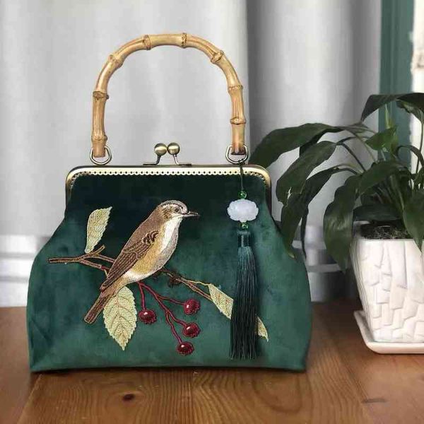 

new vintage fashion embroidery bird fringe bag tote women's handbags purses chain women shoulder crossbody bag bags