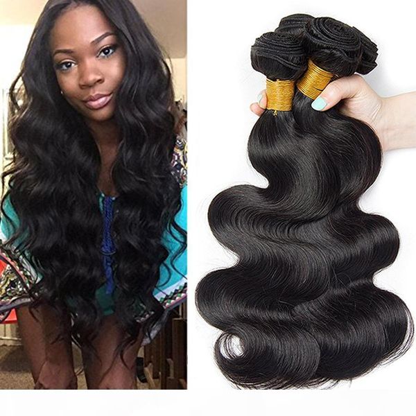 

grade 7a 8-30inch 100% unprocessed virgin indian hair weave human hair weft natural color hair extensions body wave wavy 4pcs ing, Black;brown