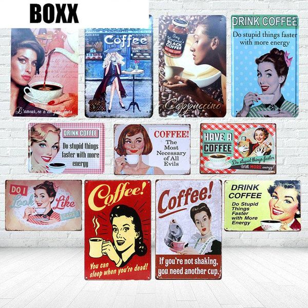

drink coffee tin signs cafe bar pub home vintage wall decor iron plaque retro decorative plates metal poster 20x30cm