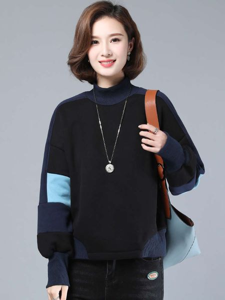 

cashmere sweater women's 2020 new thickened autumn and winter hoodless korean loose salt high collar fashionable foreign style top, Black