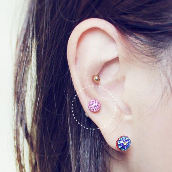 

1pc luxury surgical steel 4mm crystal ball bar tragus lip stud earring cz gem labret body piercing jewelry 16g q bbyhut, Silver