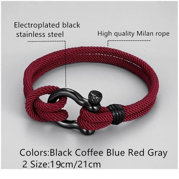 

mkendn navy style camping parachute cord survival anchor bracelet men women with black stainless steel spor qylvxc