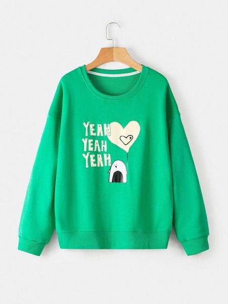 

heart & letter graphic sweatshirt x08g#, White;black