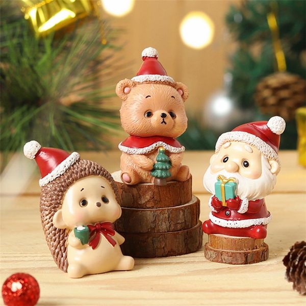 Resina Mini Figurine Natal Papai Noel Resina Brinquedos DIY Jardim Ornament Craft Kids Brinquedos Presentes Atacado Novo
