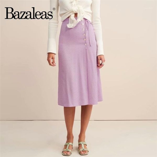 

purple mauve dot print wrap front midi skirt france tie waist and buttons side women high waist skirts casual1, Black