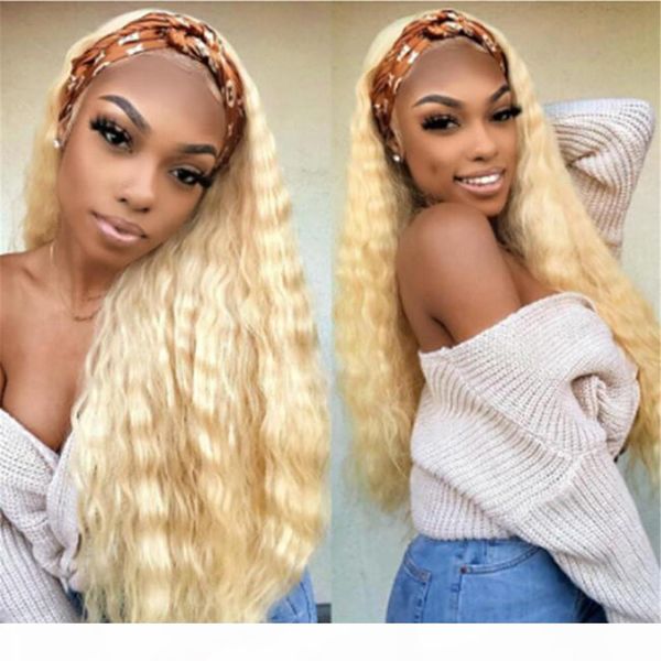 

blonde 613 brazilian remy hair water wave human hair full lace wigs bleached konts glueless wigs with baby hair for women, Black;brown