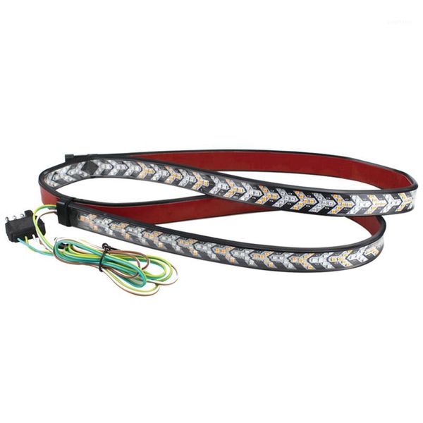 

60 inches triple 528 leds tailgate strip light waterproof with 4-way flat connector wire - solid amber turn signal, red brake ru1
